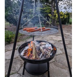 Pakabinamas sodo grilis ant grandinės, trikojis, sustiprintas, tvirtas židinys