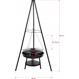 Pakabinamas sodo grilis ant grandinės, trikojis, sustiprintas, tvirtas židinys