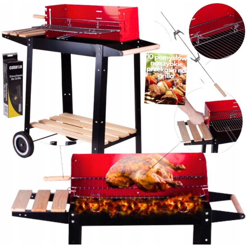 Hit charcoal grill maltec rozen chrome stable grate 2 shelves blower