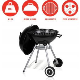 Grilis su anglimis su dangteliu, talpiomis 43 cm grotelėmis, stabiliu, tvirtu premium griliu