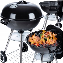 Grilis su anglimis su dangteliu, talpiomis 43 cm grotelėmis, stabiliu, tvirtu premium griliu