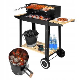 Sodo anglies grilis ant ratų su lentyna