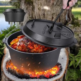 Medžioklinis katilas, ketaus puodas židiniui, grilis, 9 litrai