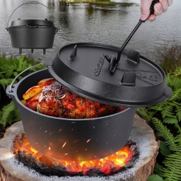 Medžioklinis katilas, ketaus puodas židiniui, grilis, 9 litrai