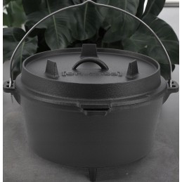 Medžioklinis katilas, ketaus puodas židiniui, grilis, 9 litrai