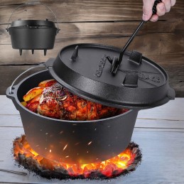 Medžioklinis katilas, ketaus puodas židiniui, grilis, 9 litrai