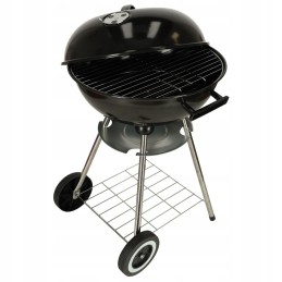 Garden charcoal grill for briquettes, closed, with a cover, ventilation and a shelf