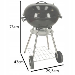 Garden charcoal grill for briquettes, closed, with a cover, ventilation and a shelf