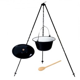 Originalus vengriškas emaliuotas katilas 10l + stovas 120cm + dangtis