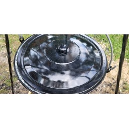 Originalus vengriškas emaliuotas katilas 13l + stovas 120cm + dangtelis + šaukštas