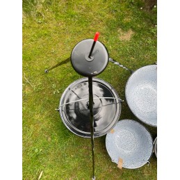 Originalus vengriškas emaliuotas katilas 10l + stovas 120cm + dangtis