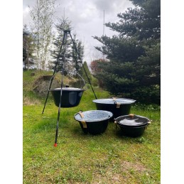 Originalus vengriškas emaliuotas katilas 10l + stovas 120cm + dangtis