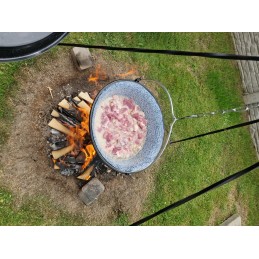 Originalus vengriškas emaliuotas katilas 10l + stovas 120cm + dangtis