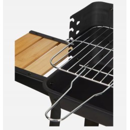 Sodo sulankstomos anglies kepsninės ant ratukų su reguliuojamomis grotelėmis ir lentyna