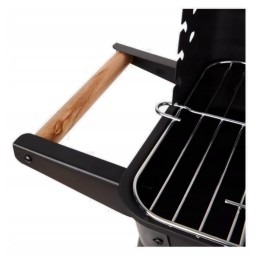 Sodo sulankstomos anglies kepsninės ant ratukų su reguliuojamomis grotelėmis ir lentyna
