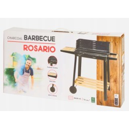 Sodo sulankstomos anglies kepsninės ant ratukų su reguliuojamomis grotelėmis ir lentyna