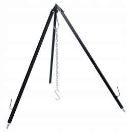 Trikojis stovas katilui, reguliuojamos plieninės grotelės ugniai