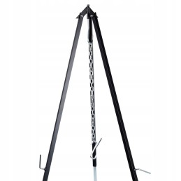 Trikojis stovas katilui, reguliuojamos plieninės grotelės ugniai