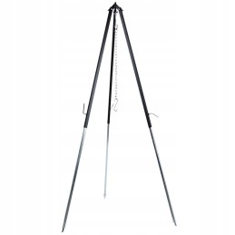 Trikojis stovas katilui, reguliuojamos plieninės grotelės ugniai