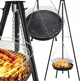 Trikojis sodo židinys su grotelėmis 47cm 150cm pakabinamas 2in1 reguliavimas