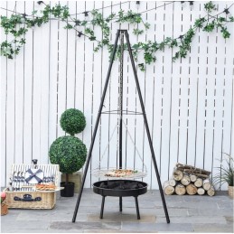 Trikojis sodo židinys su grotelėmis 47cm 150cm pakabinamas 2in1 reguliavimas