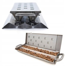 Plieninė dėžė rūkymui ant kepsninės karaliaus kepsninės, 2 kameros, marinato drožlės