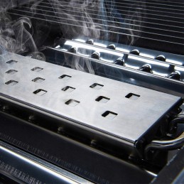 Plieninė dėžė rūkymui ant kepsninės karaliaus kepsninės, 2 kameros, marinato drožlės