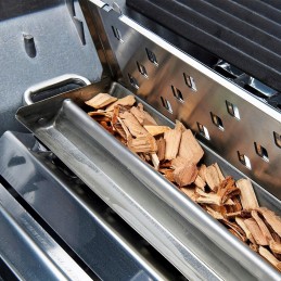 Plieninė dėžė rūkymui ant kepsninės karaliaus kepsninės, 2 kameros, marinato drožlės