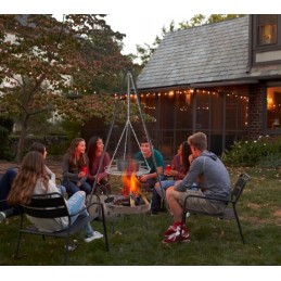 Židinys, kepsninė, laužavietė su grotelėmis ant 2 viename rėmo