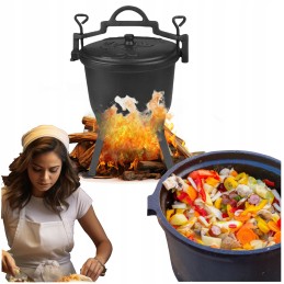 Medžioklinis virdulys 8 litrų, židinys, ketaus grilis, didelis kepsnys