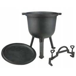 Medžioklinis virdulys 8 litrų, židinys, ketaus grilis, didelis kepsnys