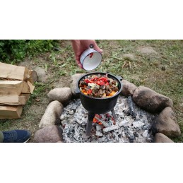 Medžioklinis virdulys 8 litrų, židinys, ketaus grilis, didelis kepsnys