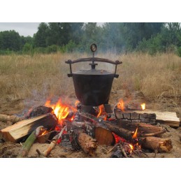 Medžioklinis virdulys 8 litrų, židinys, ketaus grilis, didelis kepsnys