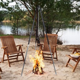 Katilo stovas, plieninės grotelės, reguliuojamas trikojis, 150 cm