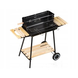 Sodo kepsninė su anglimis su reguliuojamomis lentynomis, 2 grotelėmis, nešiojamasis grilis su lentynomis