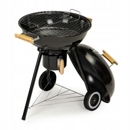 Sodo anglis grilis su pelenų keptuvėje, metalinės apvalios grotelės su dangteliu