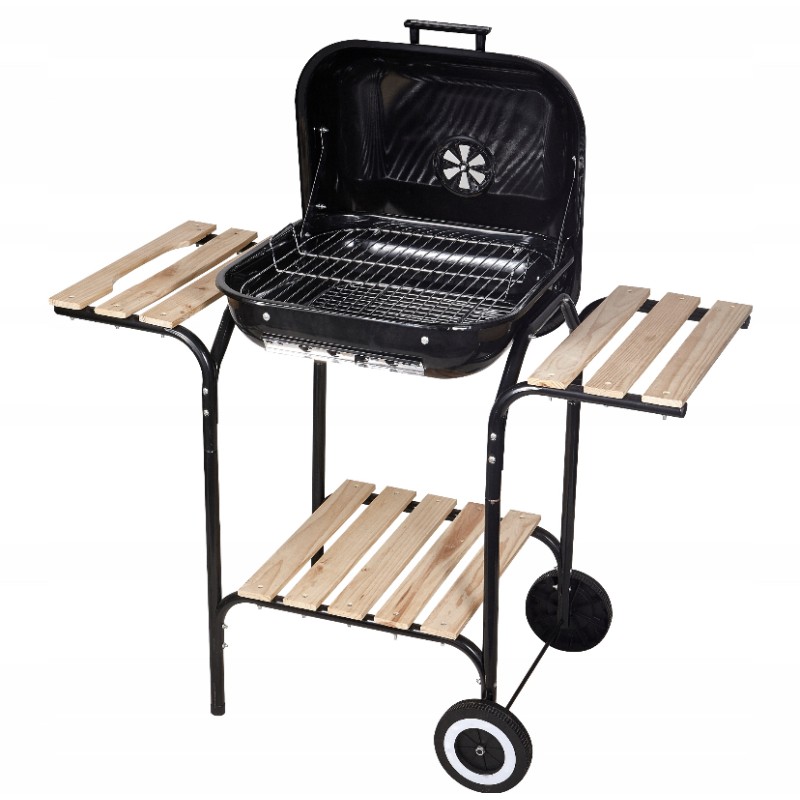 Anglies kepsninė su dangteliu ir medinėmis lentynomis, 45x40cm