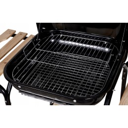 Anglies kepsninė su dangteliu ir medinėmis lentynomis, 45x40cm