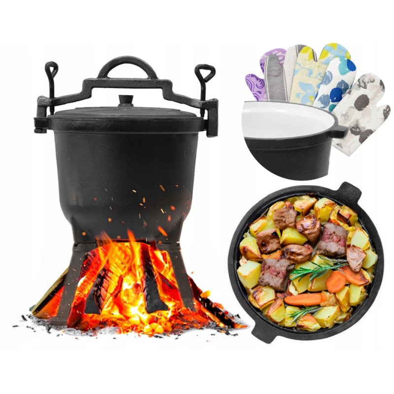 Katilas su ugnimi, emaliuotas puodas, 8 litrai