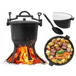 Emaliuotas ketaus puodas, 8 litrai, skrudinti troškiniai, nemokamas šaukštas