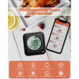 Bketuri kepimo termometras su Bluetooth funkcija, su laikrodžiu, 4 temperatūros jutikliai, zondas, skaitmeninis grilio termometr