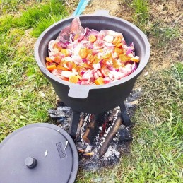 Medžioklinis virdulys, ketaus puodas, 7 litrai, nemokami peiliai