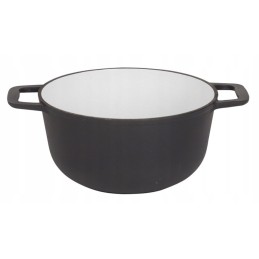 3 viename emaliuotas ketaus puodas, 5 litrai, dangtis, grilio funkcija, ugnies puodas