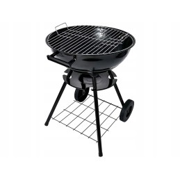 Sodo anglies briketų grilis su ratukais, dangtelis, apvalus, rakinamas, nešiojamas