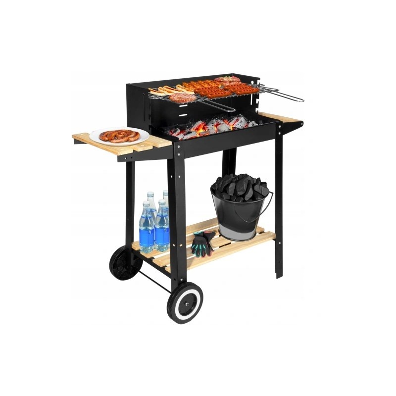 ⭐⭐Sodo anglies kepsninė ant ratų, didelė, 2 lentynos, grotelės BBQ briketams⭐⭐