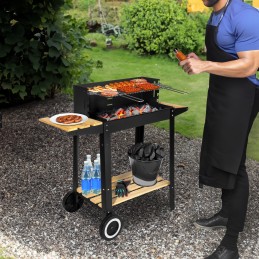 ⭐⭐Sodo anglies kepsninė ant ratų, didelė, 2 lentynos, grotelės BBQ briketams⭐⭐