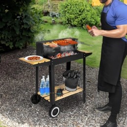 ⭐⭐Sodo anglies kepsninė ant ratų, didelė, 2 lentynos, grotelės BBQ briketams⭐⭐