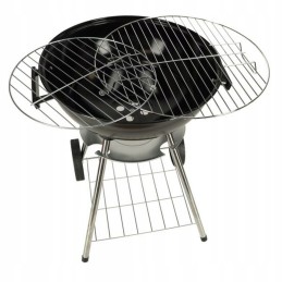 Garden charcoal grill for briquettes, closed, with a cover, ventilation and a shelf