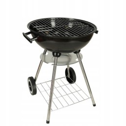 Garden charcoal grill for briquettes, closed, with a cover, ventilation and a shelf