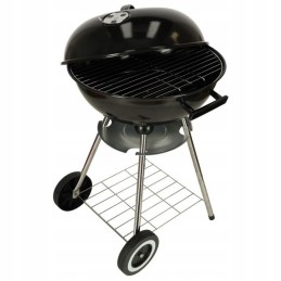 Garden charcoal grill for briquettes, closed, with a cover, ventilation and a shelf